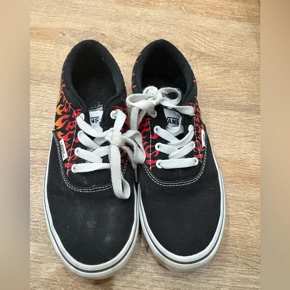 Vans Black and Red Flame Shoes - Picture 1 of 5
